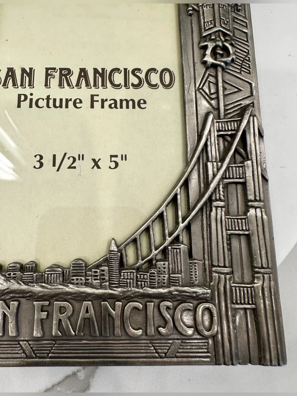 San Francisco Silver/Pewter-Toned MICO Picture Frame, Holds 3.5x5 Photo VGUC